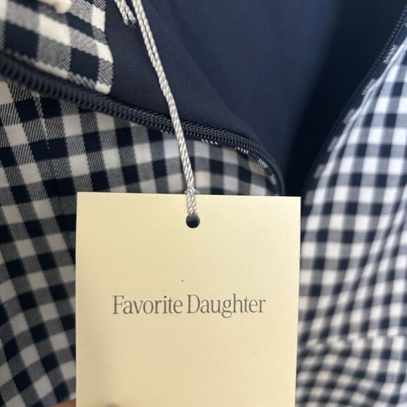 Favorite Daughter Mini Dress 14 NEW The Break Up Square Neck Gingham Navy Blue - Picture 10 of 16